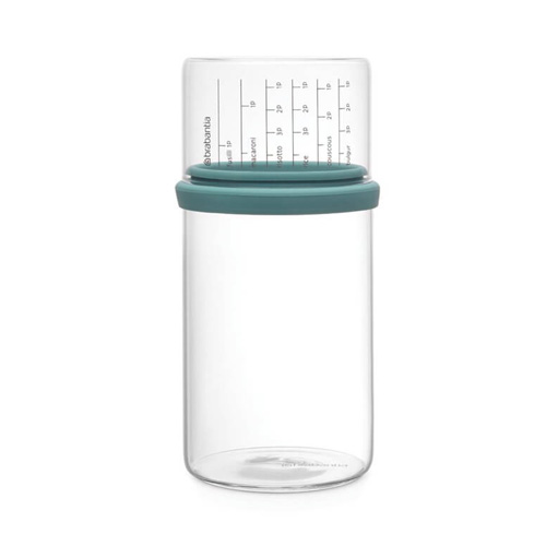 Brabantia Glass Storage Jar with Measuring Cup 1.0 Lt Mint