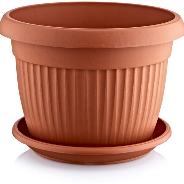 Plast Art Botanic Round Plant Pot 22*16cm with Dish