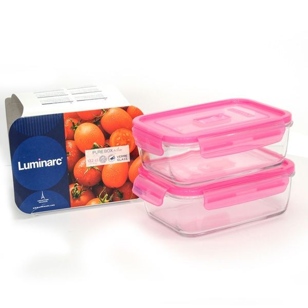 Luminarc Rectangular Pure Box Set 2 x 1220ml Assorted Colors