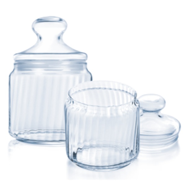 Luminarc Food Jars Plain Stripes Set of 2 Pcs 0.75 Ltr