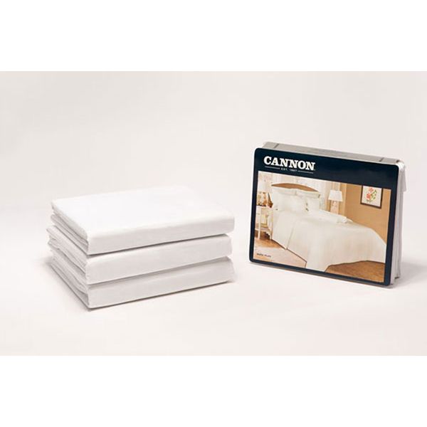 Cannon Single Plain Fitted Bed Sheet 2 Pcs White