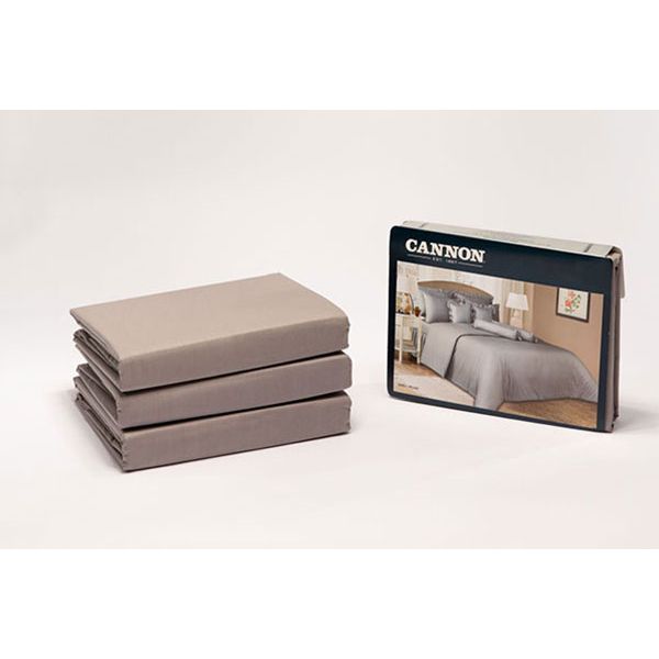 Cannon Single Plain Fitted Bed Sheet 2 Pcs Grey