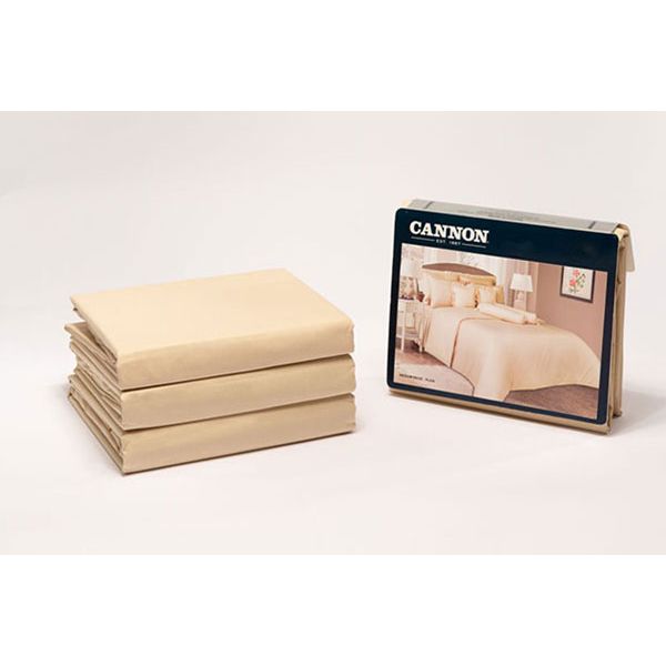 Cannon Single Plain Fitted Bed Sheet 2 Pcs Beige