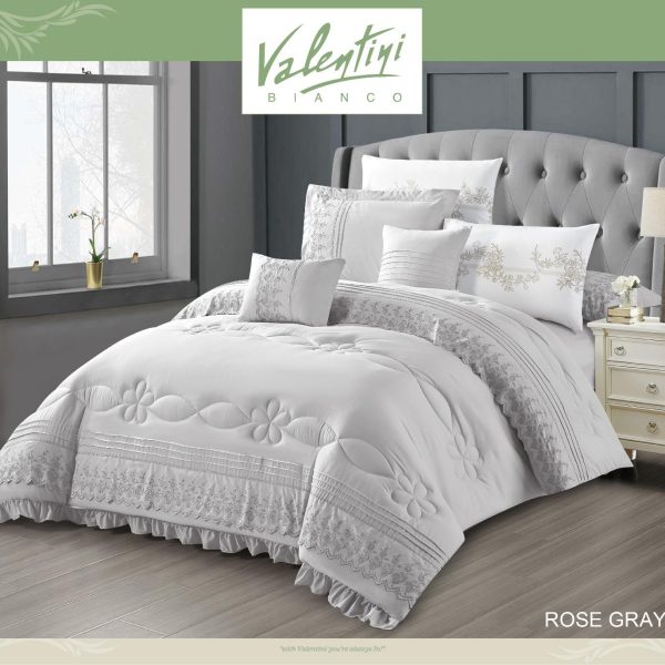 لحاف فلانتيني كينج – 8 قطع مطرز دانتيل مقاس 230×260 سم